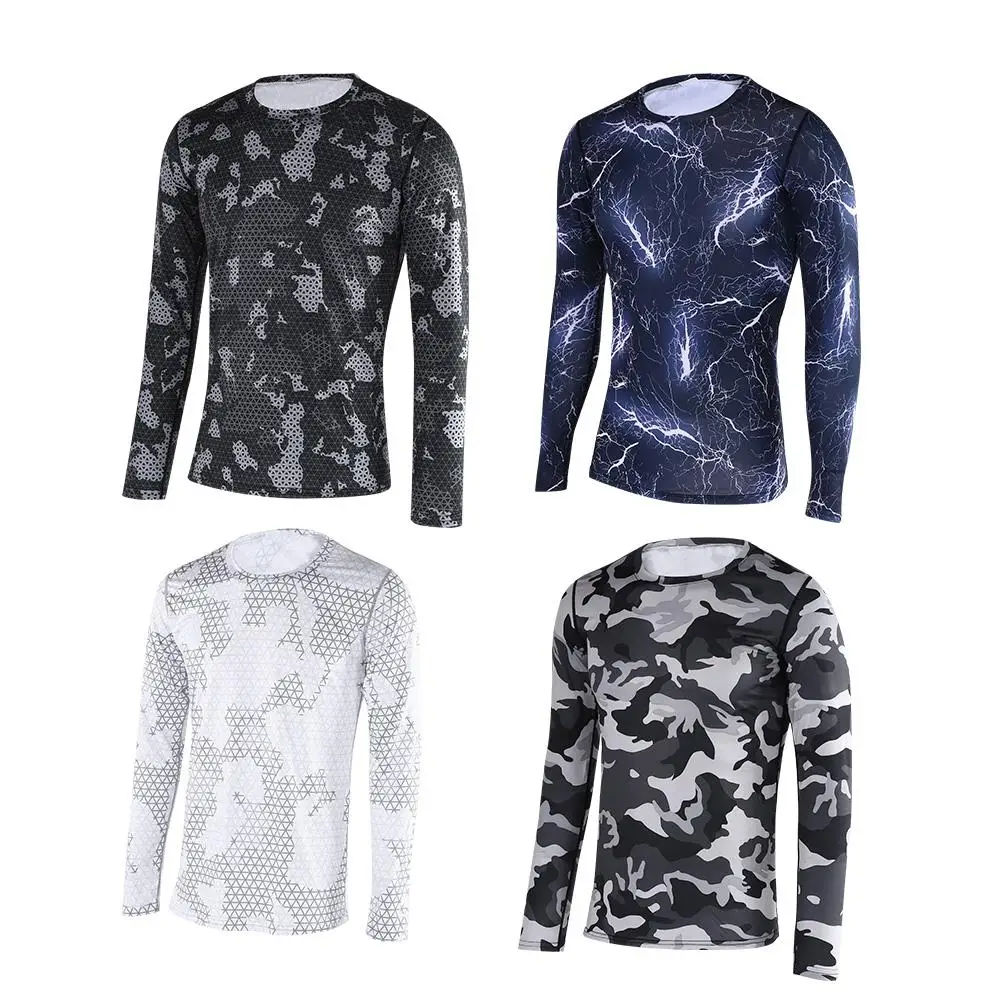 Футболка мужская с круглым вырезом и длинным рукавом дышащая Спортивная