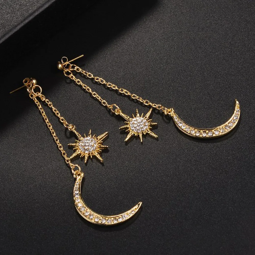 Серьги с блестящими кристаллами 1 пара серьги со Звездной луной очаровательные