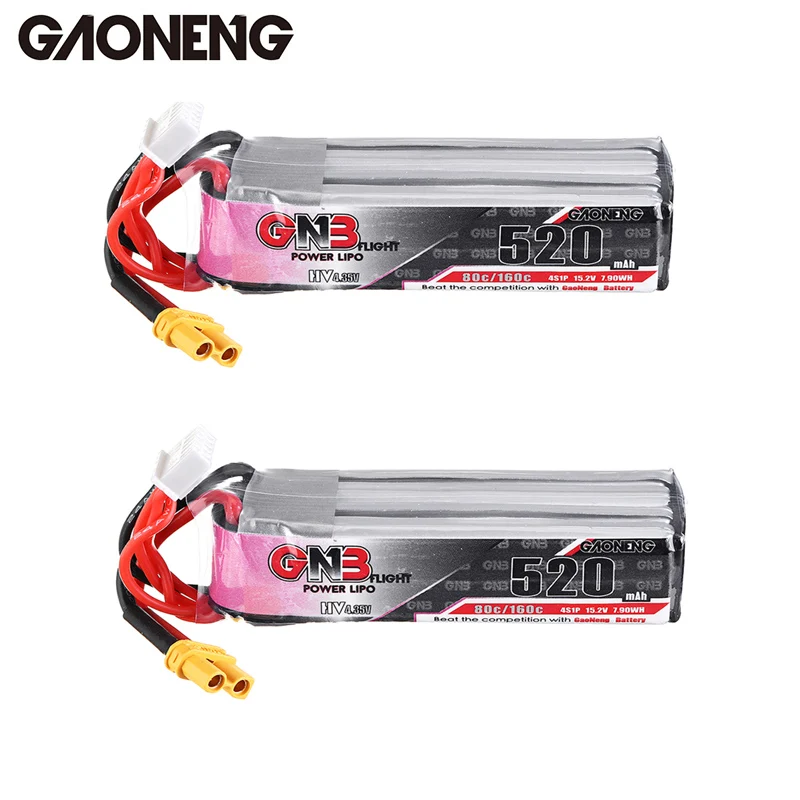 Gaoneng 15.2V 520mAh 80C 4S HV 4.35V Lipo Battery XT30 Plug for RC Racing Drone | Игрушки и хобби
