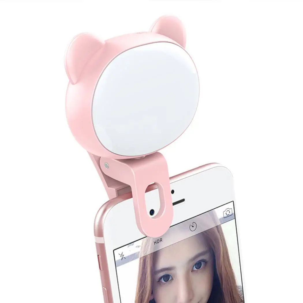 Mini Mobile Phone Chargeable LED Self-timer Travel Selfie Live Broadcast Fill Light Bear Pattern | Электроника