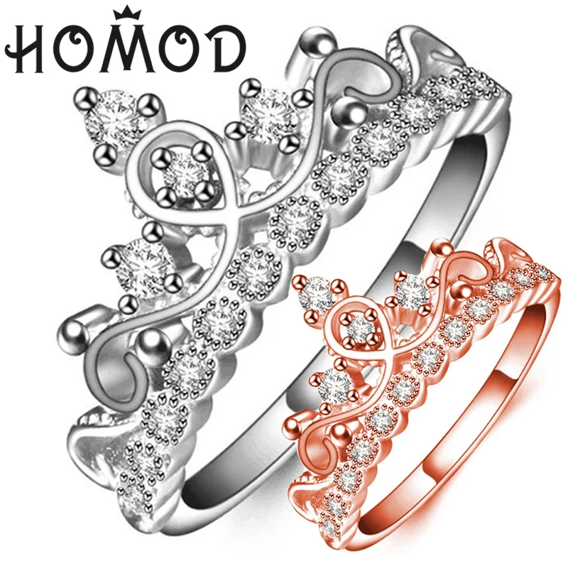 HOMOD 2019 модное роскошное серебряное кольцо с цирконом короной женское свадебное