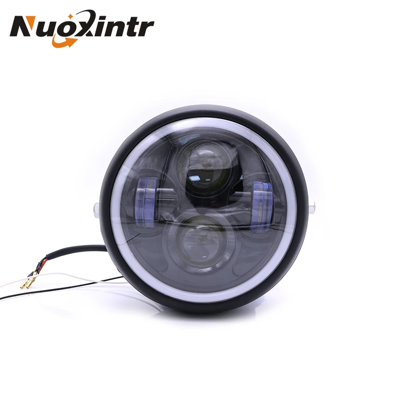 

Nuoxintr 6.5" Black Motorcycle LED Headlight Hi&Lo HeadLamp Bulb DRL With Angel Ring for Harley Kawasaki Honda BMW Yamaha KTM