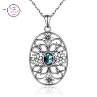 new original rainbow topaz oval party jewelry pendant necklaces for women 925 sterling silver fine jewelry gifts drop shipping