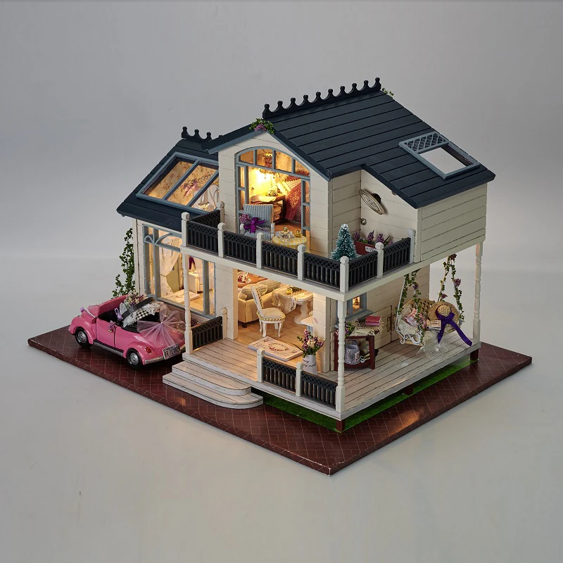 Gifts New Brand DIY Houses Wooden Doll Unisex dollhouse Kids Toy Furniture Miniature crafts free shipping A032 | Игрушки и хобби