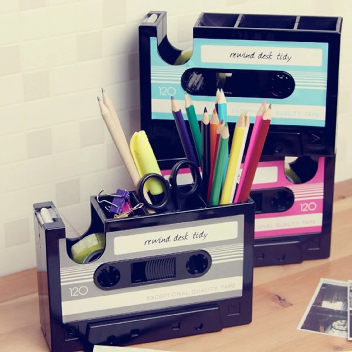 

Desk Stationery Cassette Tape Dispenser Pen Holder Vase Pencil Pot Stationery Desk Tidy Container Office Stationery Supplier