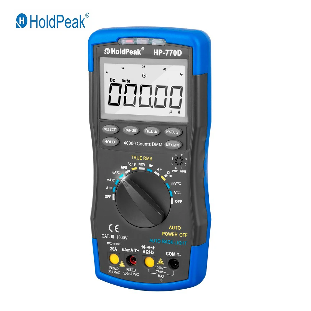 Цифровой мультиметр HoldPeak автоматический диапазон истинный RMS 40000 отсчетов NCV AC DC