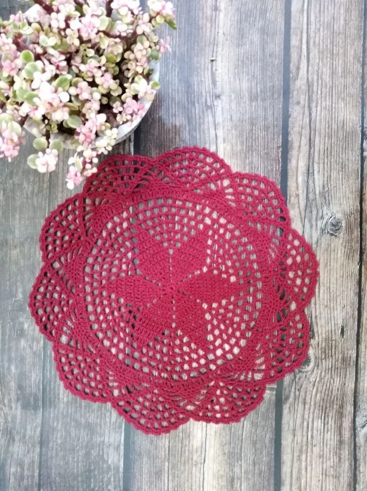 Круглые винтажные хлопковые кружевные вязаные коврики 30 см Coaster Crafts Cup Coffee