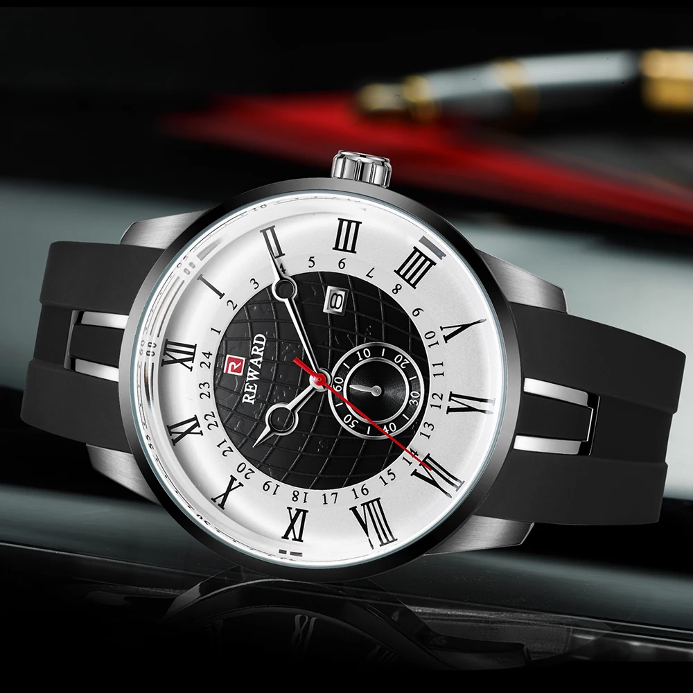 REWARD Luxury Brand Fashion Men's Watch Quartz Wrist Men Waterproof Military Clock Male Silicone Strap Relogio Masculino | Наручные