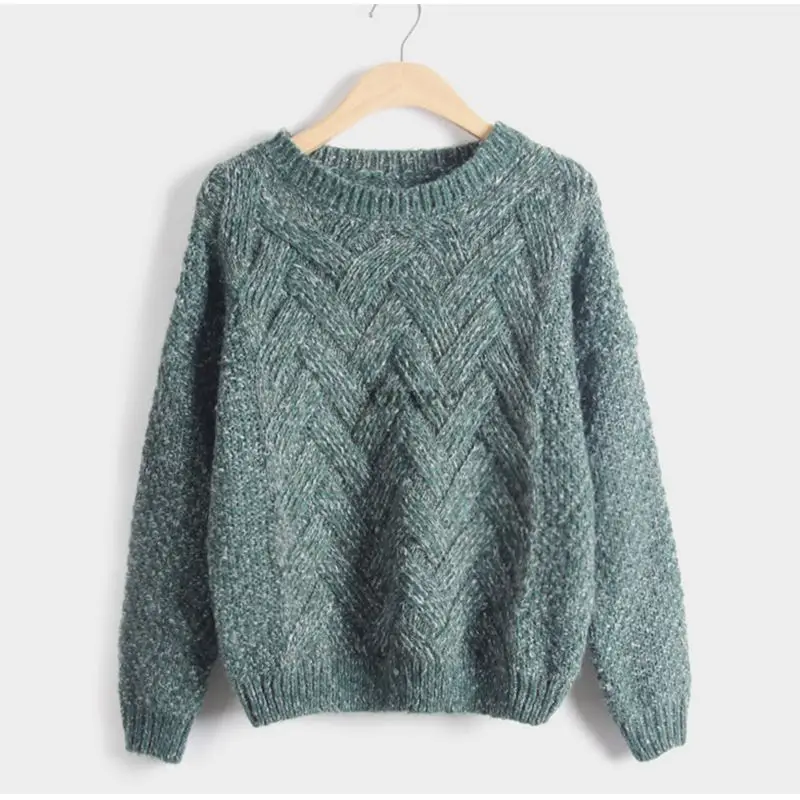 Winter O-neck Women's Sweater Jersey Woman Mohair Knitted Twisted Thick Warm Lady's Pullover 2020 College Jumper Women Gray | Женская