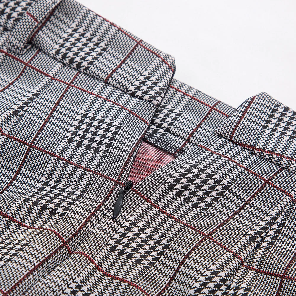 Для женщин юбки Gingham офис бизнес-леди вечерние элегантные ретро сетке пояса украшены бедра-завернутый Bodycon юбка-карандаш