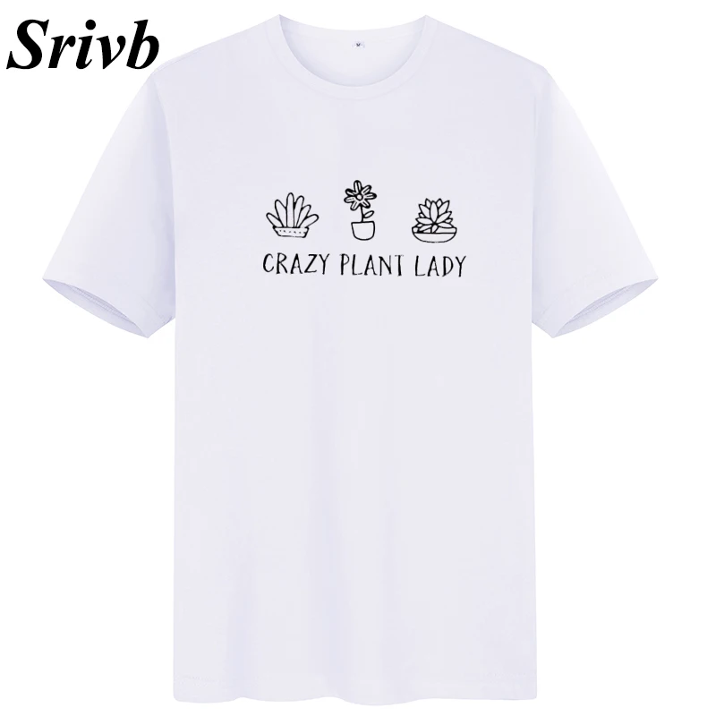 Женские Забавные футболки Srivb Crazy Plant повседневные свободные Harajuku с коротким