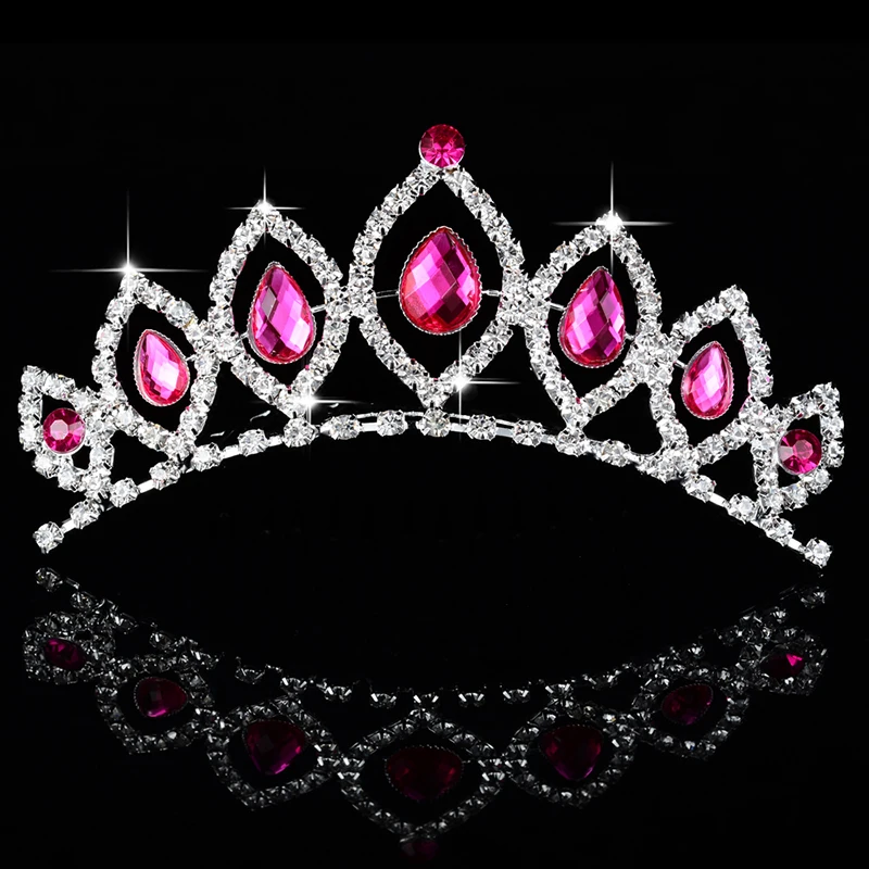 

Children Tiaras and Crowns With Comb Diadem Women Heart White Pearl Bridal Wedding Hair Accessories Head Crown Jewelry