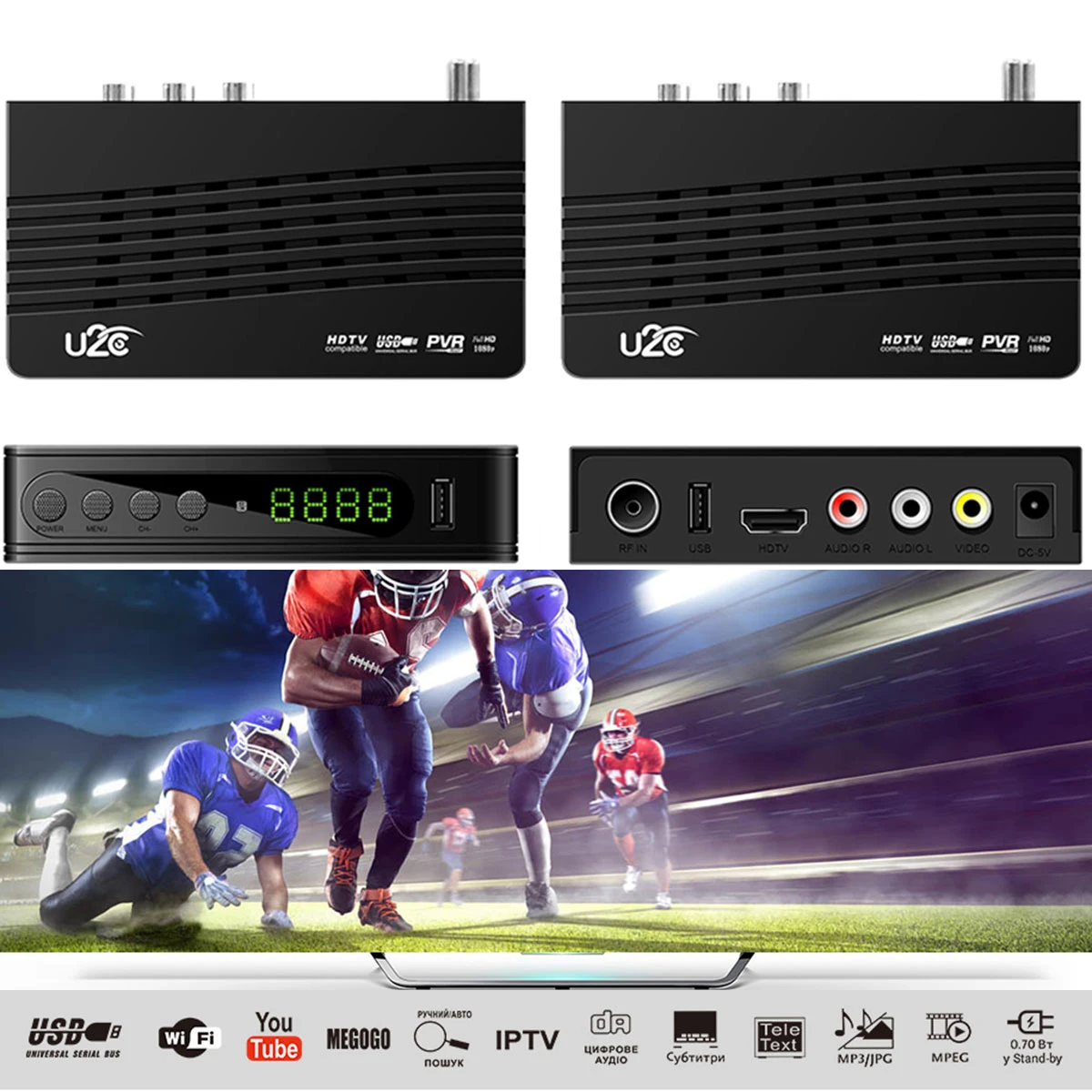 ТВ приставка SOONHUA USB2.0 DVB T2 медиаплеер Wifi LAN ресивер Full HD 1080P цифровая смарт Fpr MPEG H.264