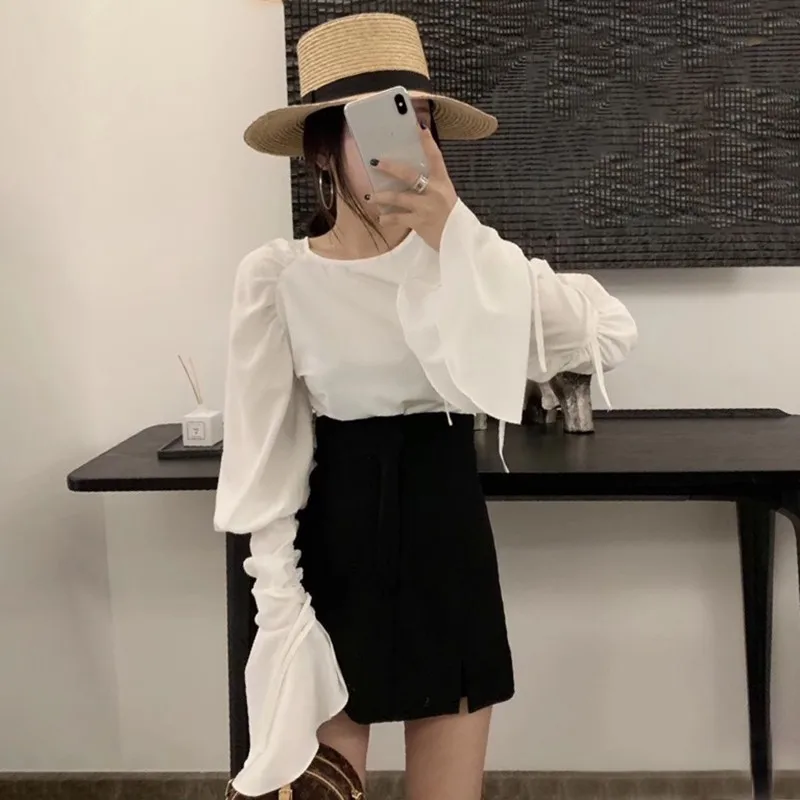 VGH Весна Сексуальная рубашка с открытыми плечами для женщин квадратный воротник