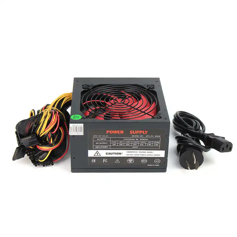 

Black 800W 800 Watt Power Supply 120mm Fan 24 Pin PCI SATA ATX 12V Molex Connect Computer Power Supply 80+Gold