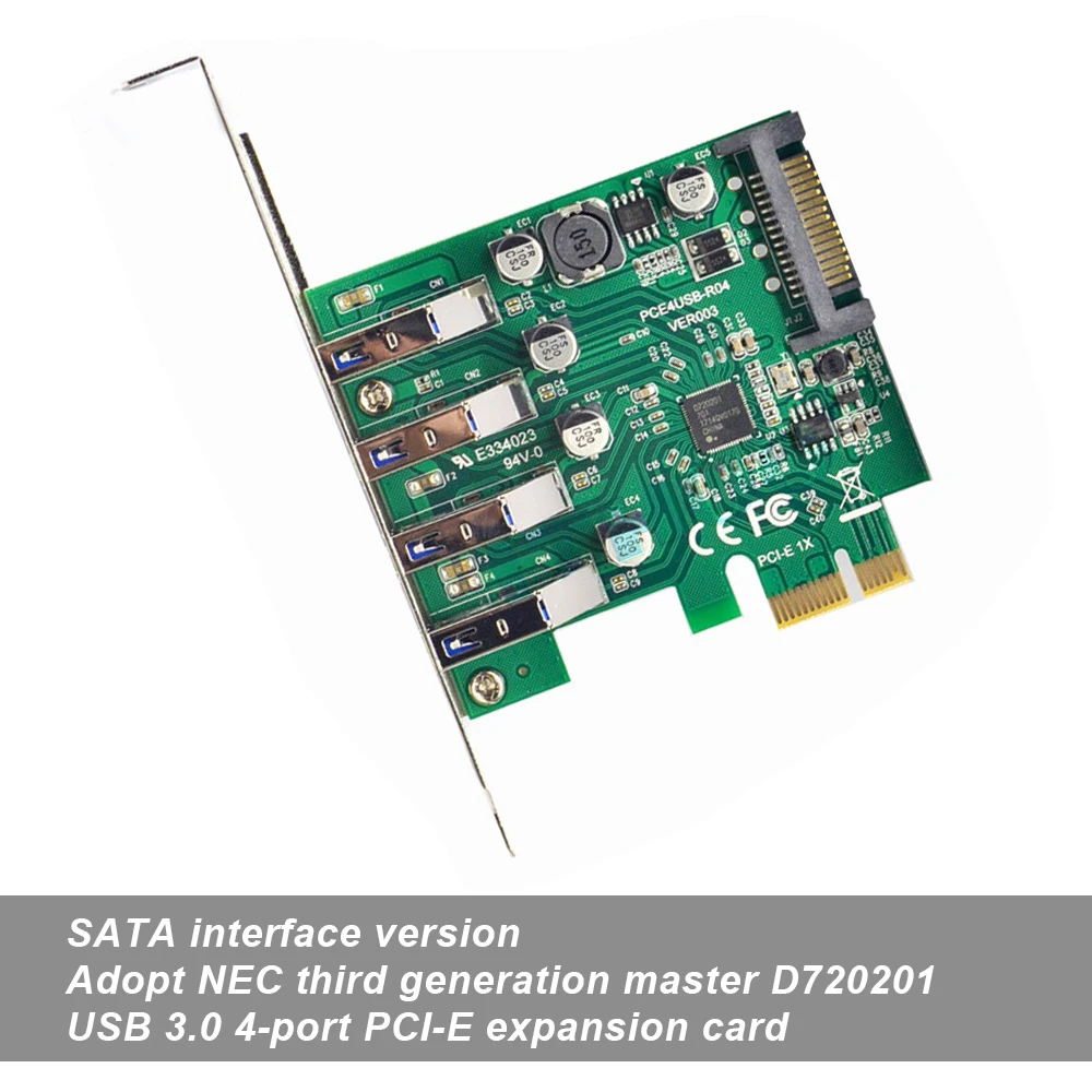 Карта расширения USB3.0 PCI E Express карты компьютера 4 портовая карта адаптера с