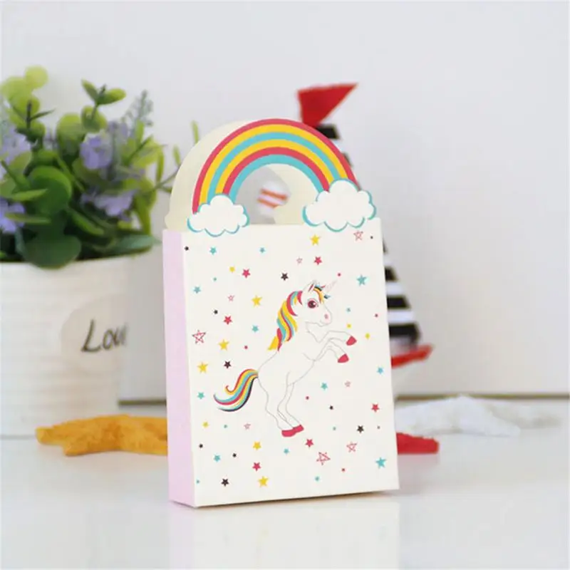 10 шт. подарок с Unicorn Сумочки карамельных цветов Упаковочный пакет из крафт-бумаги