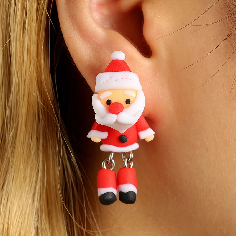 

Cartoon Earrings Christmas Earring for Women Santa Claus Soft Clay Minimalist Jewelry Kerst Oorbellen Orecchini Donna Oorknopjes