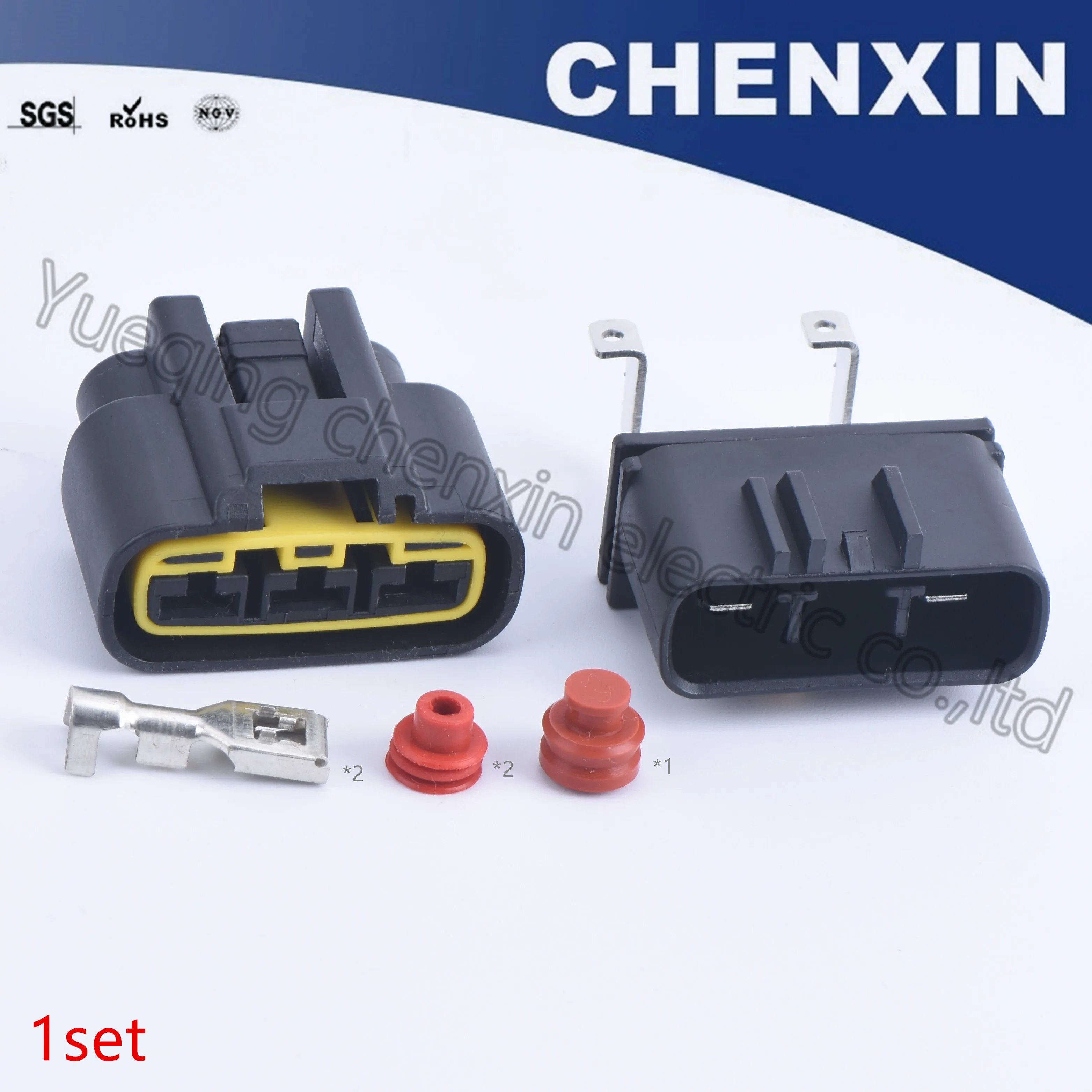 

Black 3pin waterproof auto connector automotive wiring harness plugs (6.3) Power Cord QLW-3F-B