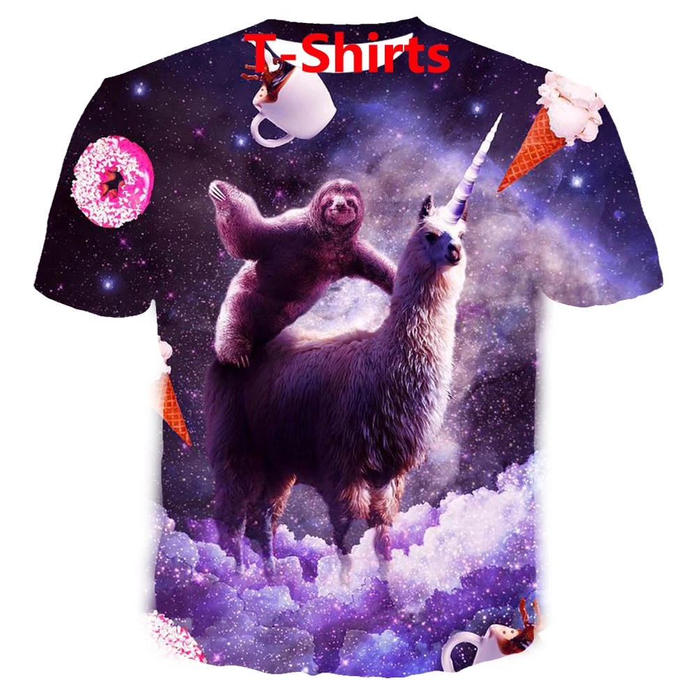 Футболка для верховой езды с изображением кота единорога в космосе 3d