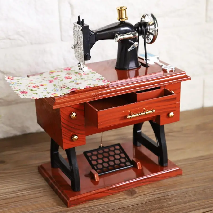 Sewing machine Music Box Mini Vintage Retro Clockwork Gift Table Home Decoration | Дом и сад