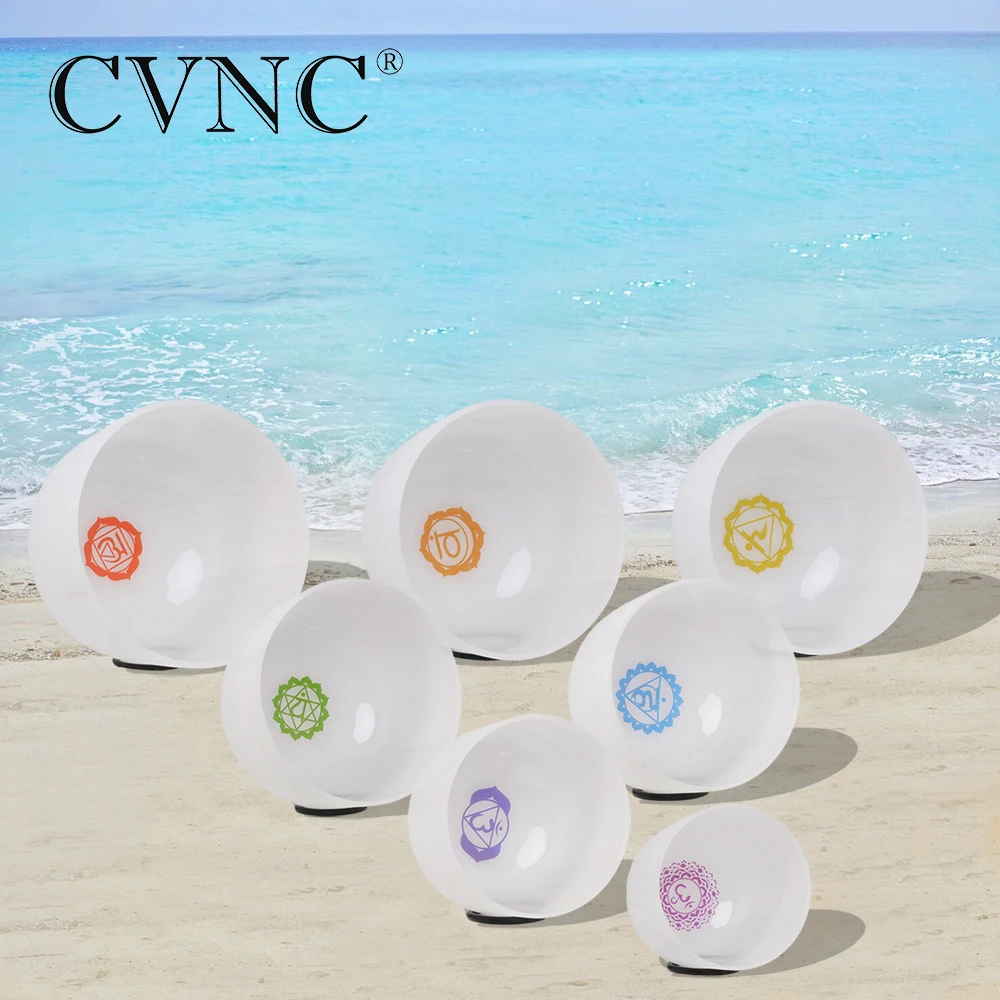 CVNC 6 &quot 12&quot чакра настроенный Набор из 7 шт. Матовый Кварцевый Кристалл Поющая