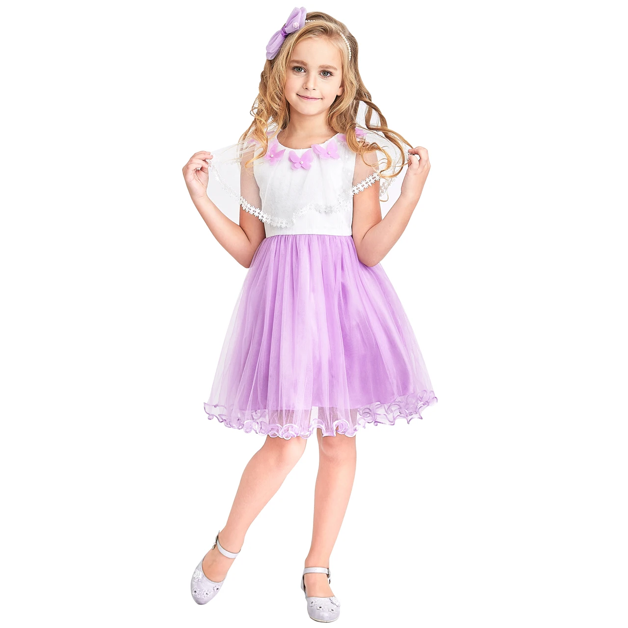 Sunny Fashion платья для девочек платье Цветок Девушка Платье Плащ-плащ Пурпурный