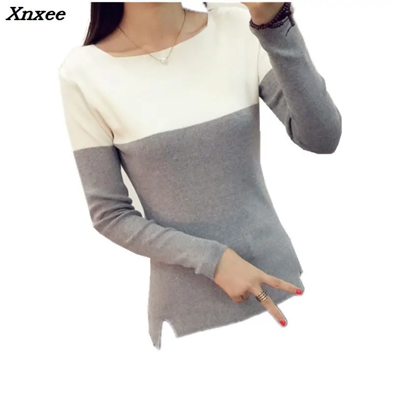 sweater pullovers female 2018 Women long sleeve Sweater High Elastic Knitted Split Sweaters Tricot Jumper Femme Xnxee | Женская одежда