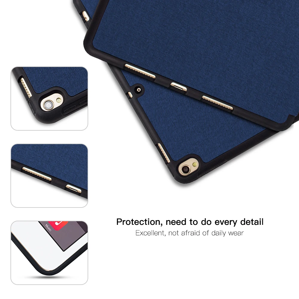 Original Soft TPU Case For iPad Pro 2017 10.5 Back Pencil Holder Trifold Stand with Auto Sleep/Wake Cover for Apple Tablets | Компьютеры и