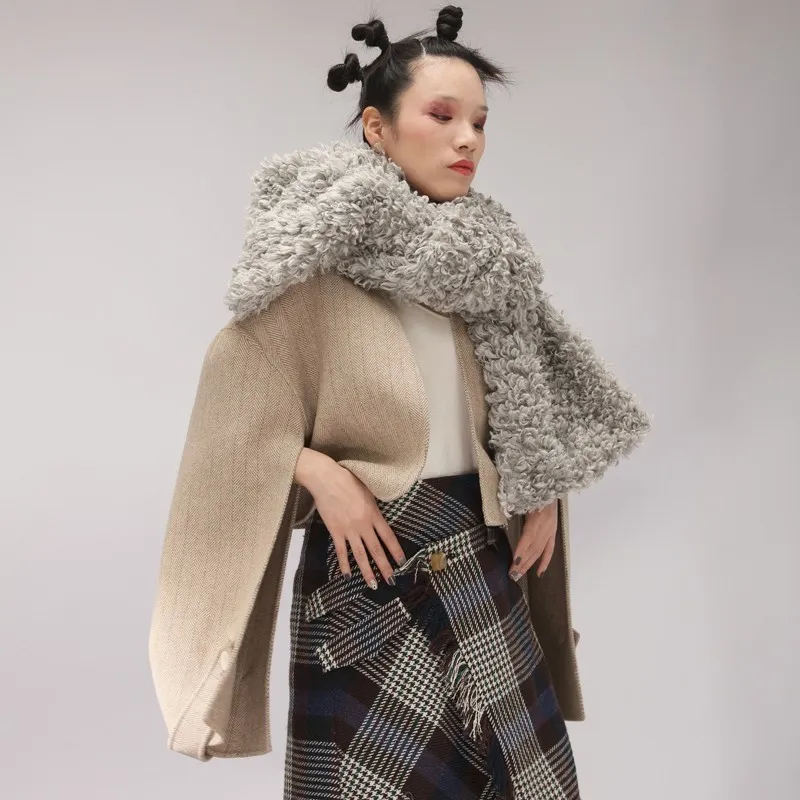 TWOTWINSTYLE Корейский жилет из искусственной мерлушки шарфы для женщин плюс толстый