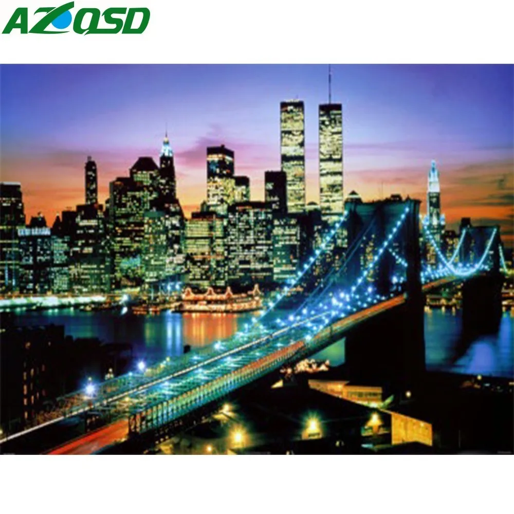 AZQSD 5D DIY Полный Круглый Алмазный рисунок пейзаж декор стен алмазная вышивка