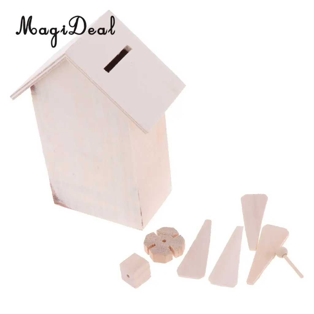 Неокрашенная симпатичная деревянная Копилка в форме ветряной мельницы копилка