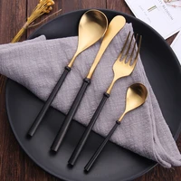 black cutlery 4 pcsset spoons forks and knives dinnerware set stainless steel western cutlery kitchen food tableware dinner set