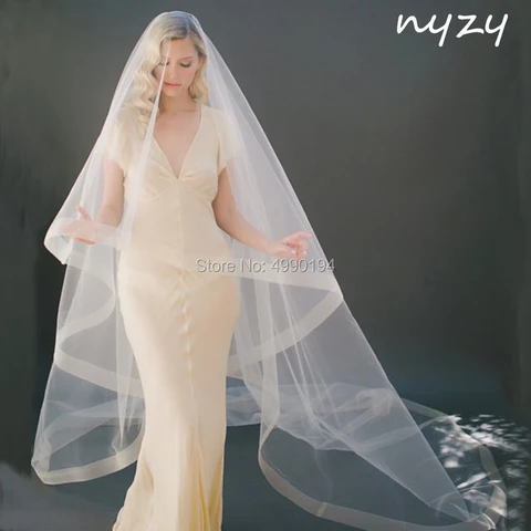 Фата свадебная NYZY V5 длиной 3 м цвета шампанского, без гребня, однослойная, свадебный аксессуар, 2019