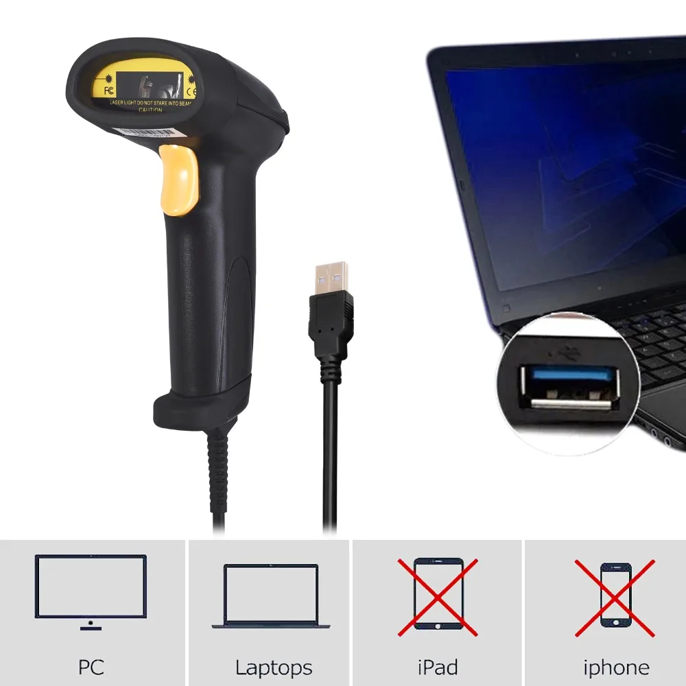 ESYNiC USB долгое сканирование ручной автоматический POS лазерный сканер штрих кода с