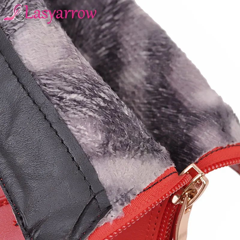 

Lasyarrow Fahsion Autumn Winter Women Boots Round toe Zipper Ladies Boots Platform Sexy super High Thick Heel Ankle Boots Women