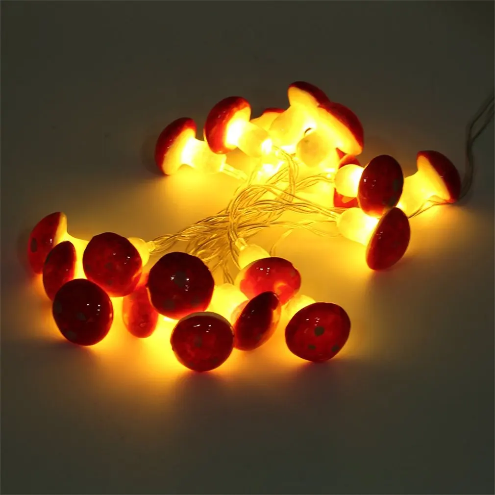 

2M 20 LED Mushroom Shape Wire String Light Battery Operated Led Lights Decoration Christmas Party Fairy Lights Gift Garland