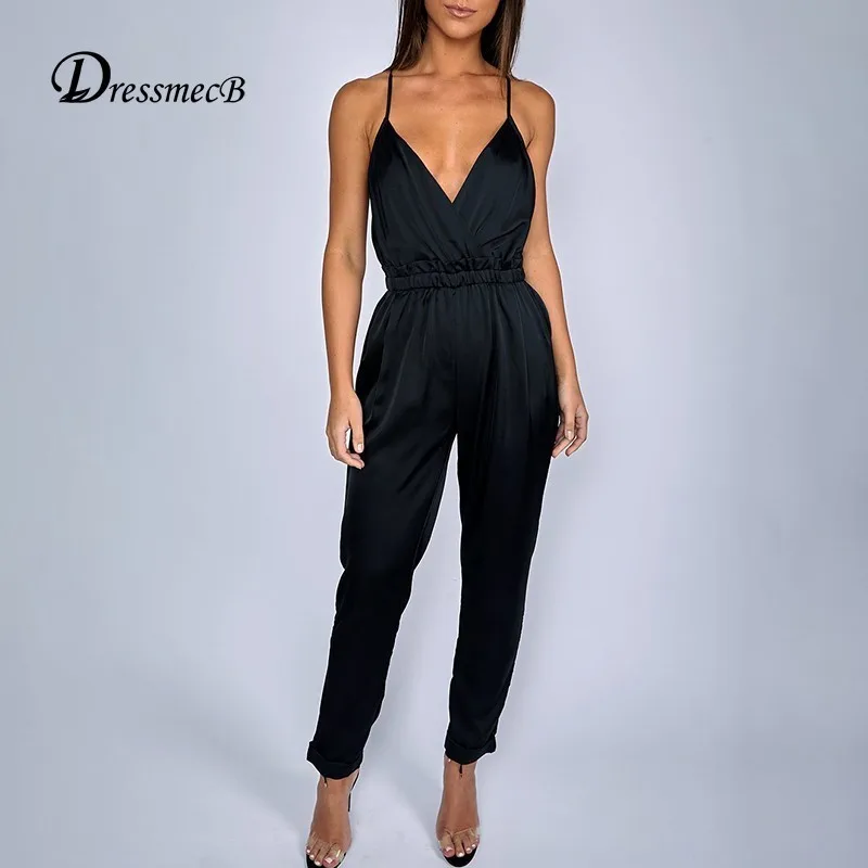 Dressmecb спагетти регулярные комбинезоны комбинезон для женщин Элегантные женские