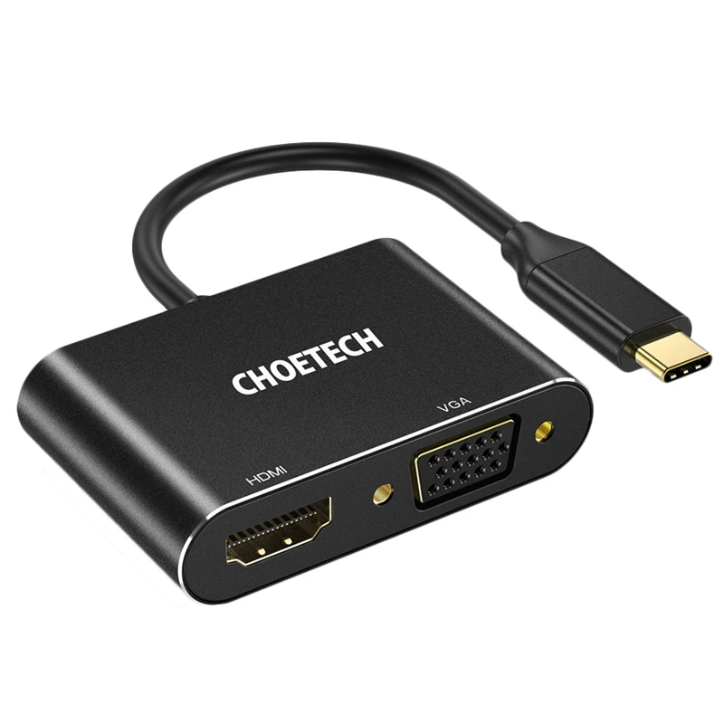 Choetech Type C к Hdmi + Vga адаптер 2 в 1 Usb 4K 1080P для Galaxy Note 8/S9 Plus 2017/2016 Macbook Pro|Адаптеры Type-C| |