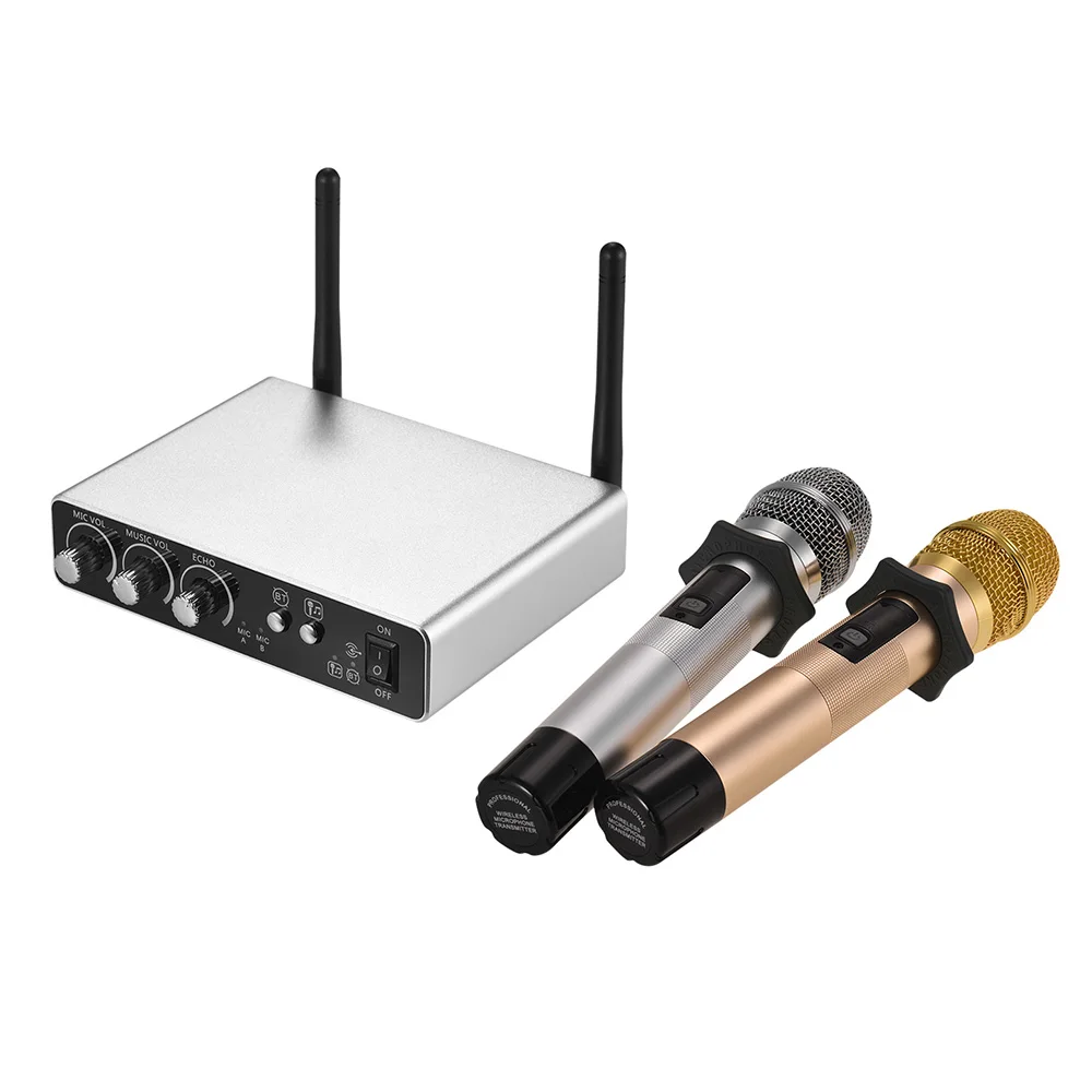 Wireless Handheld Microphone with 2 Cordless Mics Receiver Box Professional 25 Channels UHF Band Wire-Free Mic Kit | Спорт и