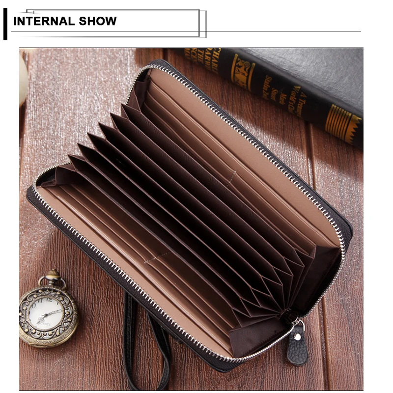 2019 новый дизайн Rfid Блокировка Мужской кожаный длинный клатч большой емкости