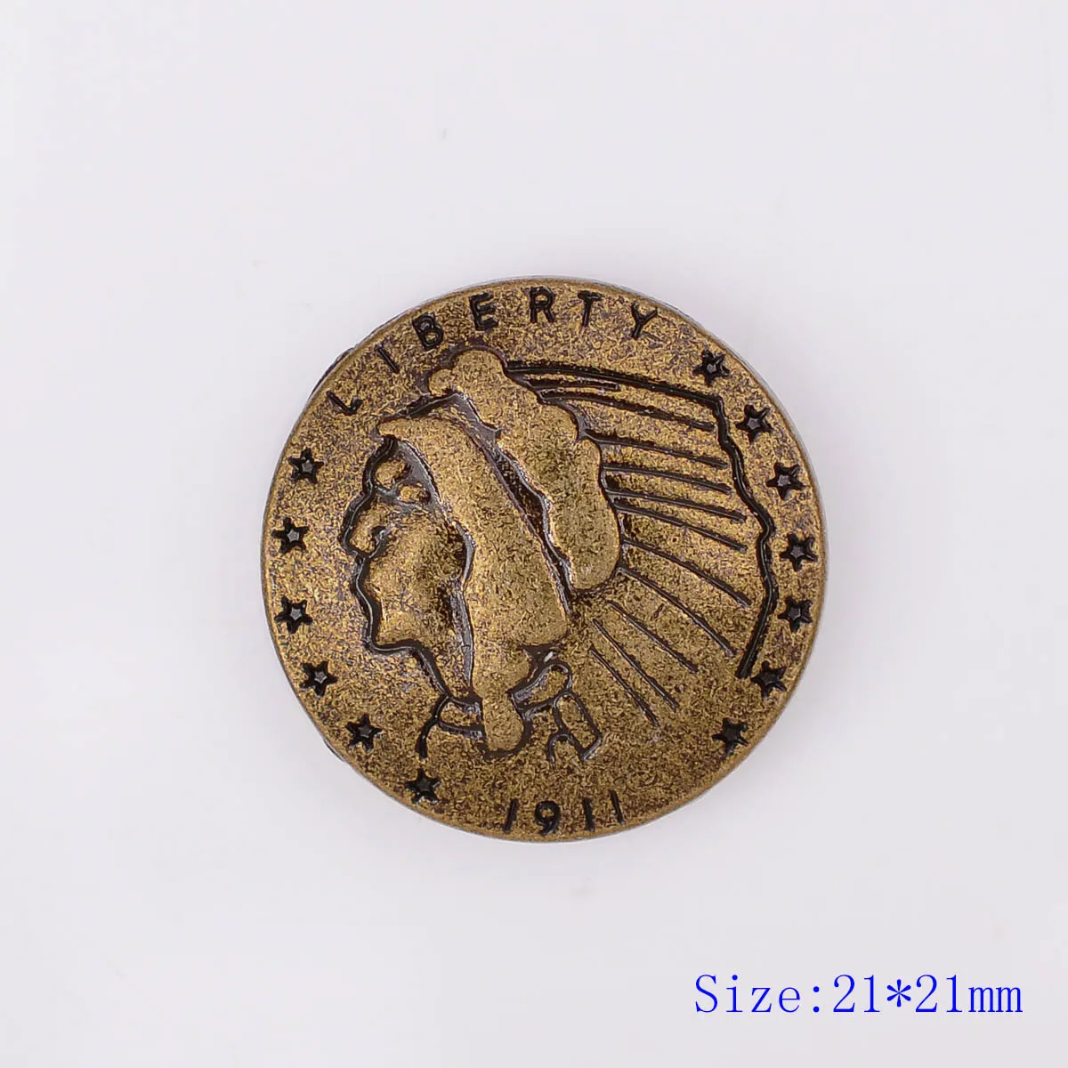 6 шт. 21 х21 мм латунный индийский голова Свобода Монета Conchos для ремня кошелек сумка
