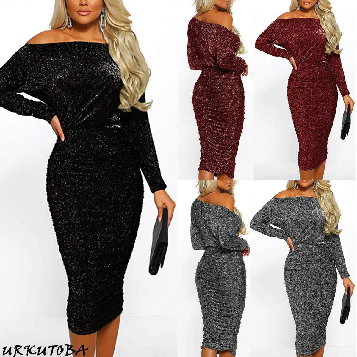 Модное Элегантное женское сексуальное облегающее платье с вырезом лодочкой и