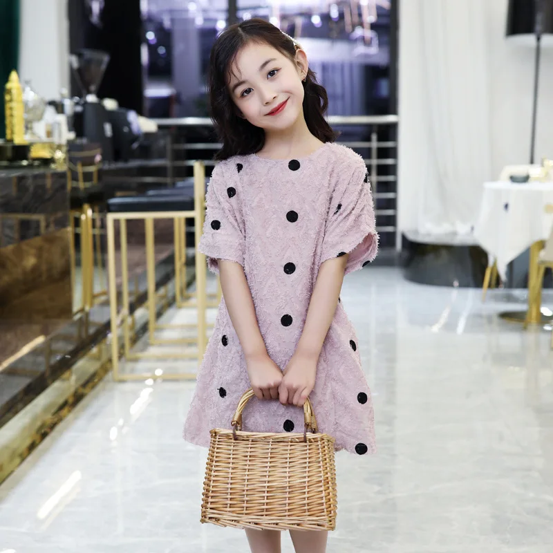 Children's Garment 2019 Girls Summer Short Sleeve Polka Dot Printing Princess Dress | Детская одежда и обувь