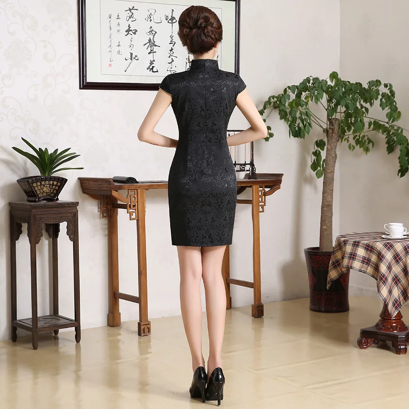 Восточная женская черная короткая вышитая юбка Ципао в китайском стиле