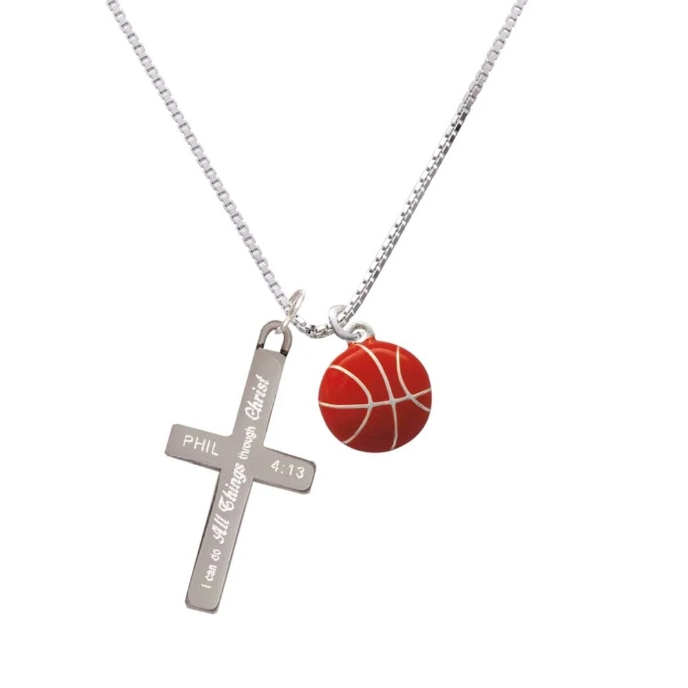 Большой Эмалевый Баскетбол-я могу сделать все вещи-крест ожерелье | Украшения и