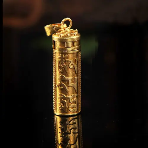 Тибетский тибетский буддийский медный Ом коробка ГАУ Молитва амулет кулон