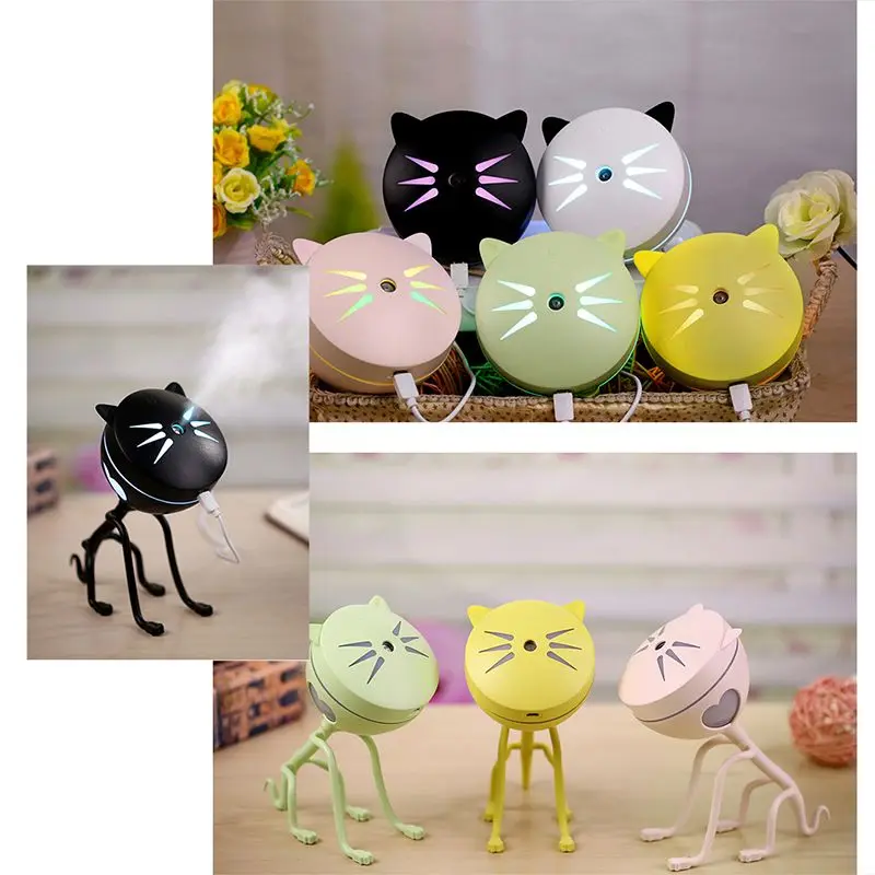 EAS 150ML портативный милый кот USB LED светящийся ночник увлажнитель Красочный эфирное