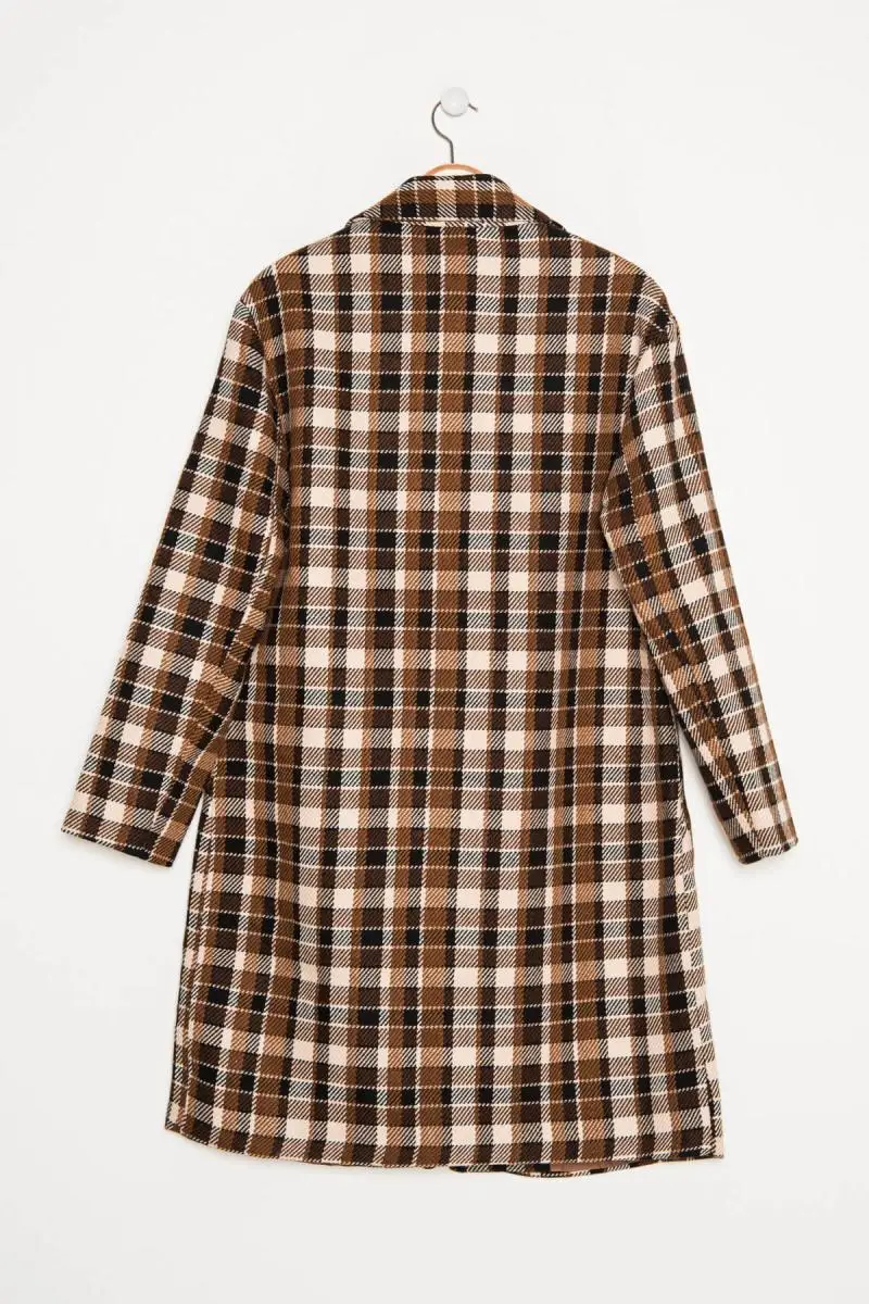 Koton Женское пальто в клетку Camel 8KAK06404EX|Женские куртки| |