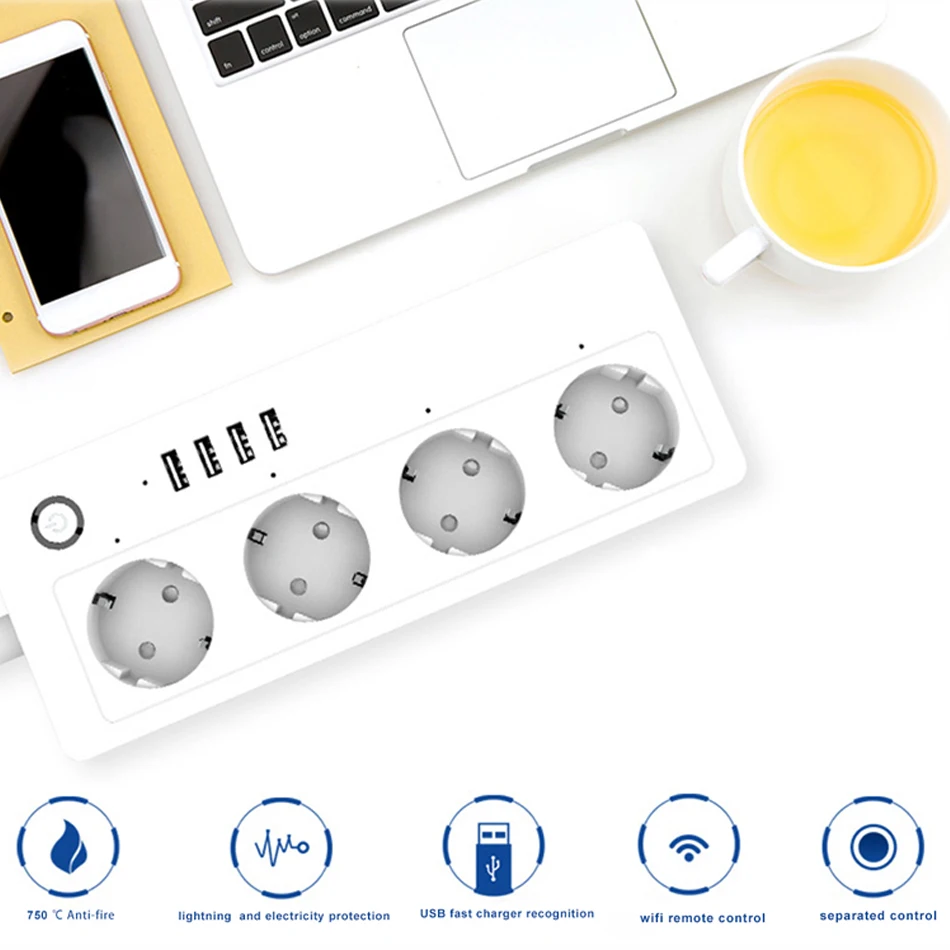 Штепсельная Вилка европейского стандарта Wi-Fi Беспроводной умная розетка USB